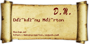 Dékány Márton névjegykártya