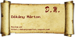 Dékány Márton névjegykártya