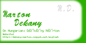 marton dekany business card